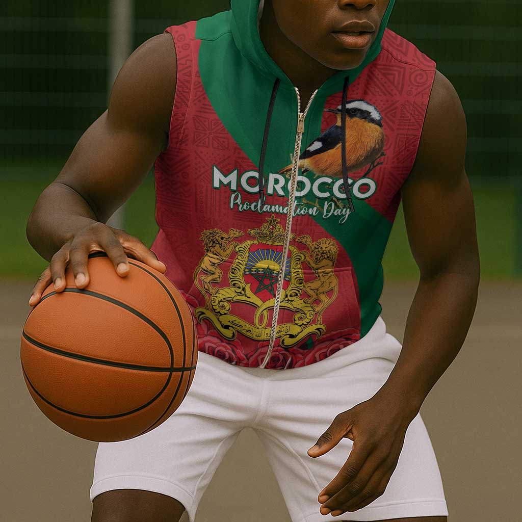 Personalised Afro Morocco Sleeveless Zip Hoodie Happy Proclamation Day - African Pattern - African Pride