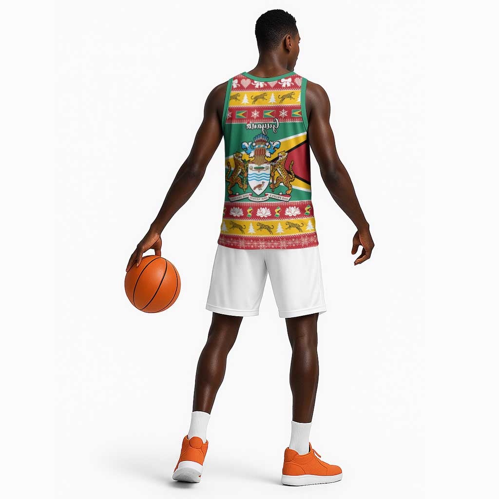 Afro Guyana Christmas Basketball Jersey Mix Coat Of Arms - African Pride