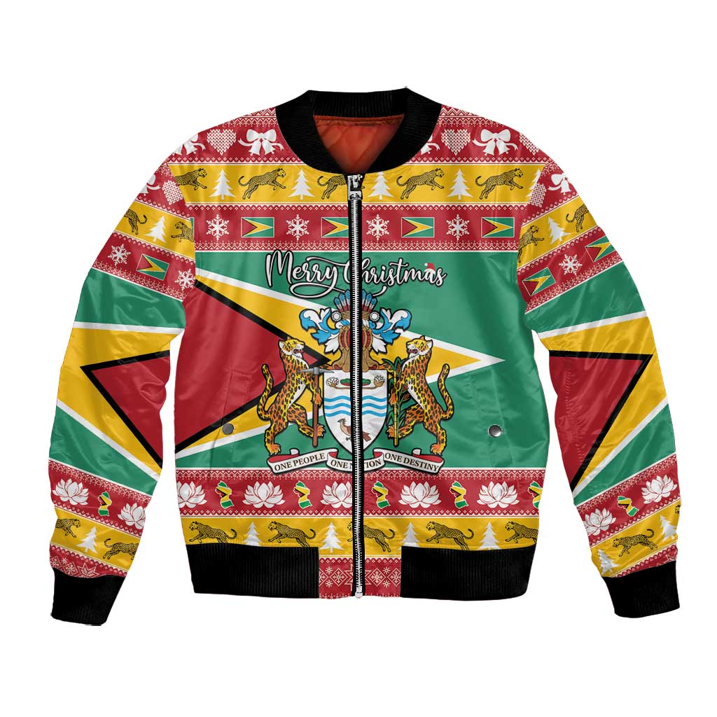 Afro Guyana Christmas Bomber Jacket Mix Coat Of Arms