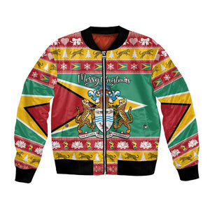 Afro Guyana Christmas Bomber Jacket Mix Coat Of Arms