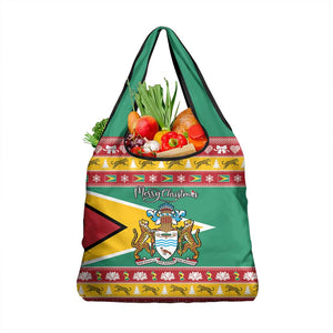 Afro Guyana Christmas Grocery Bag Mix Coat Of Arms