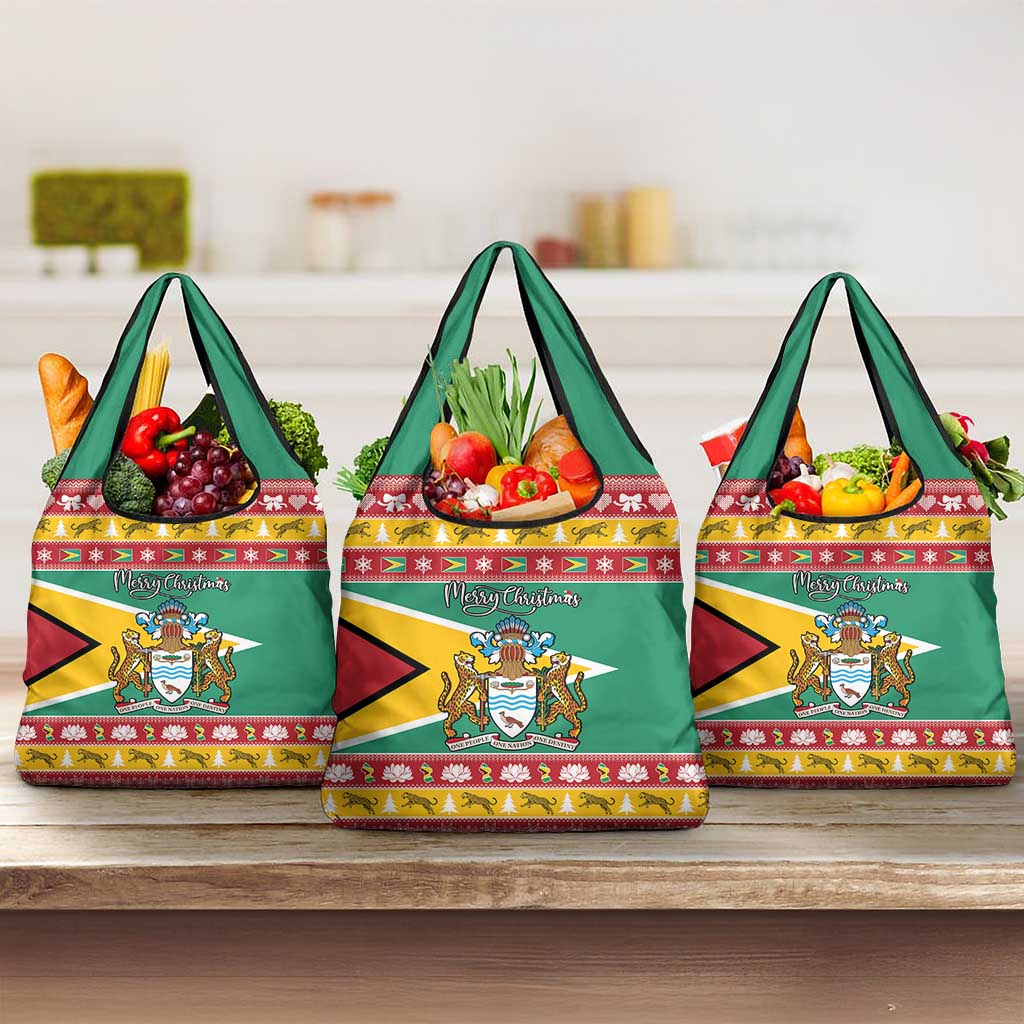Afro Guyana Christmas Grocery Bag Mix Coat Of Arms