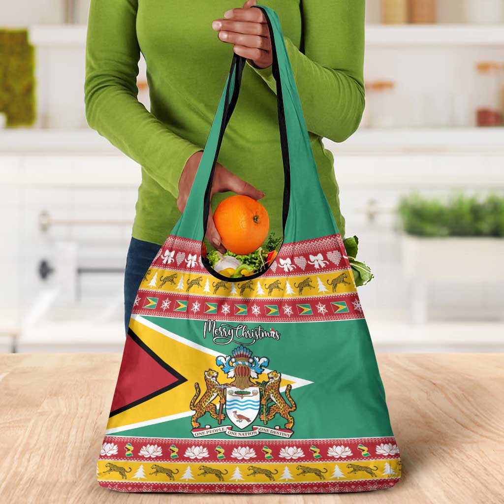 Afro Guyana Christmas Grocery Bag Mix Coat Of Arms