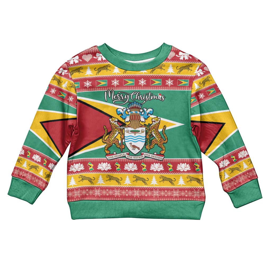 Afro Guyana Christmas Kid Ugly Christmas Sweater Mix Coat Of Arms