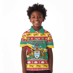 Afro Guyana Christmas Kid Polo Shirt Mix Coat Of Arms