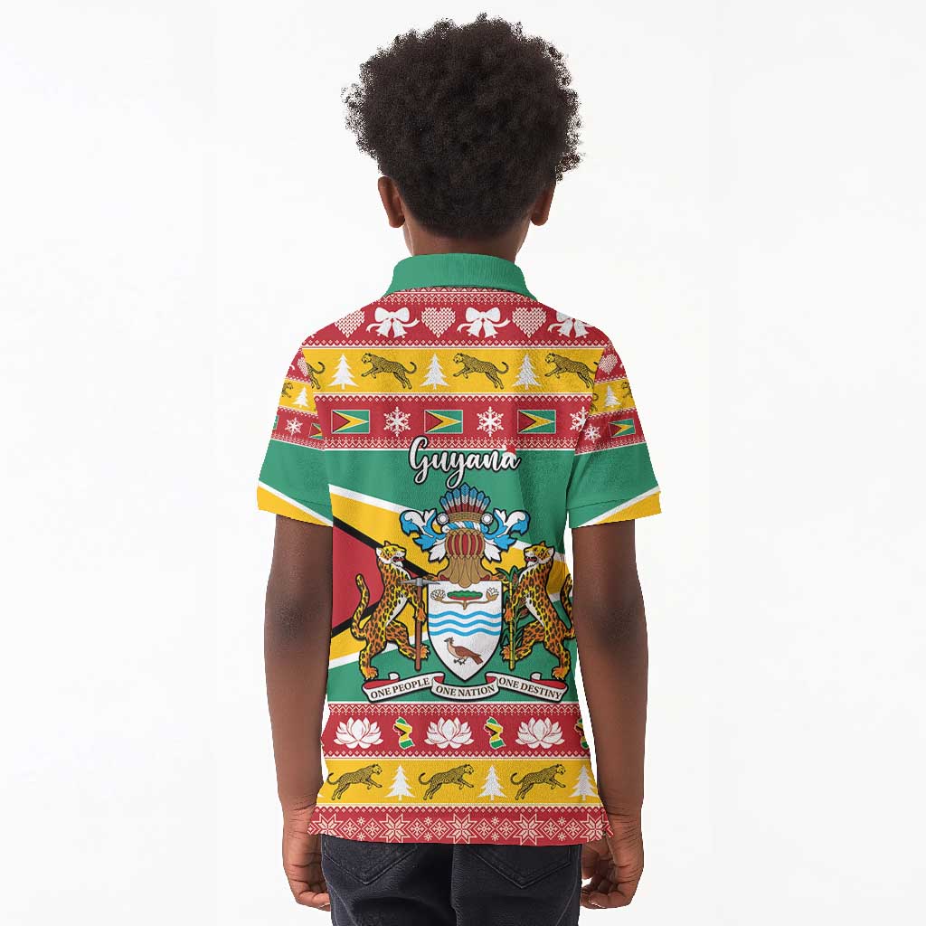 Afro Guyana Christmas Kid Polo Shirt Mix Coat Of Arms