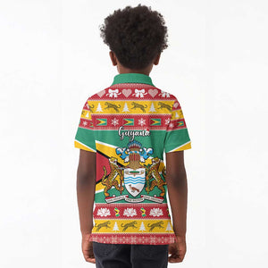 Afro Guyana Christmas Kid Polo Shirt Mix Coat Of Arms