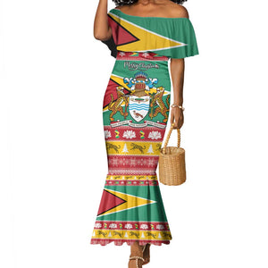 Afro Guyana Christmas Mermaid Dress Mix Coat Of Arms