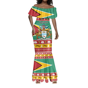 Afro Guyana Christmas Mermaid Dress Mix Coat Of Arms