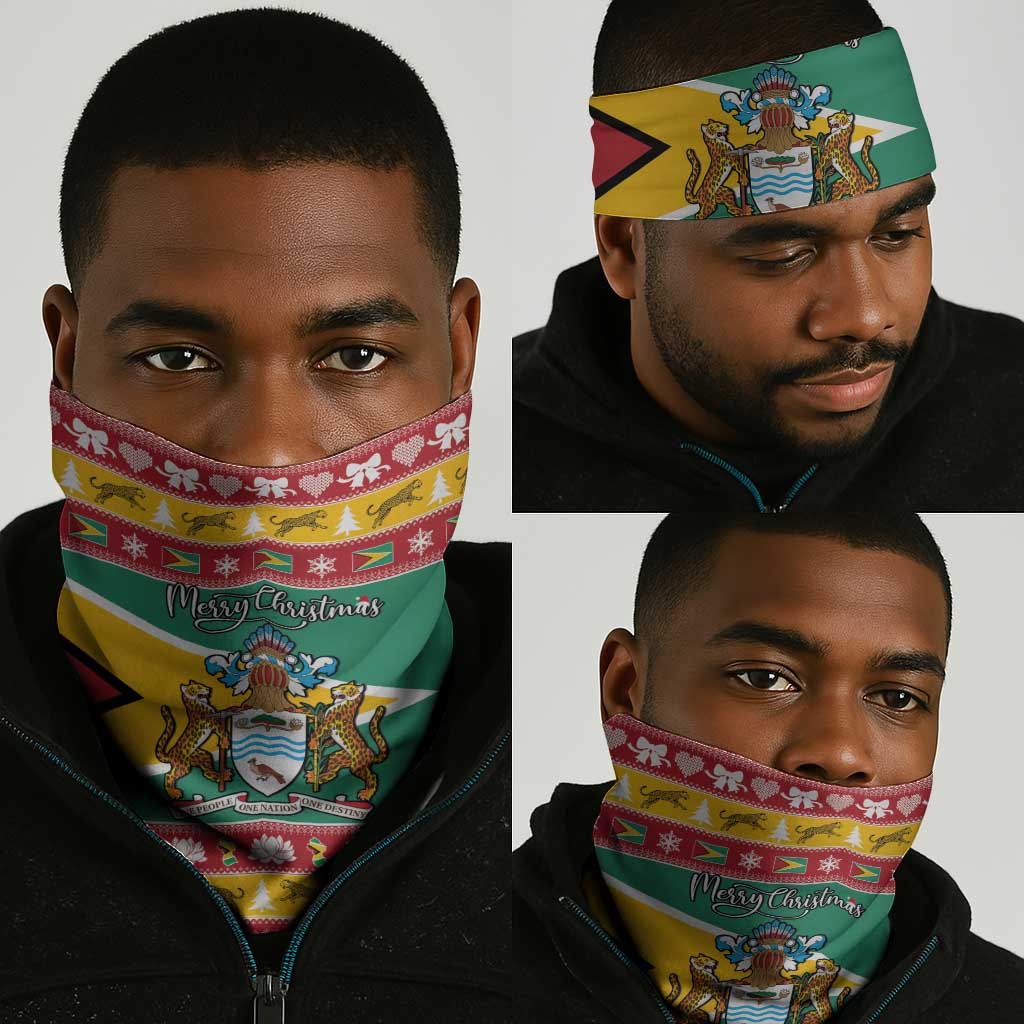 Afro Guyana Christmas Neck Gaiter Mix Coat Of Arms LT15
