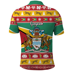 Afro Guyana Christmas Polo Shirt Mix Coat Of Arms