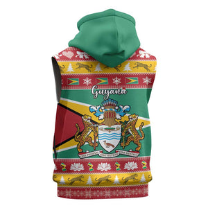 Afro Guyana Christmas Sleeveless Hoodie Mix Coat Of Arms - African Pride