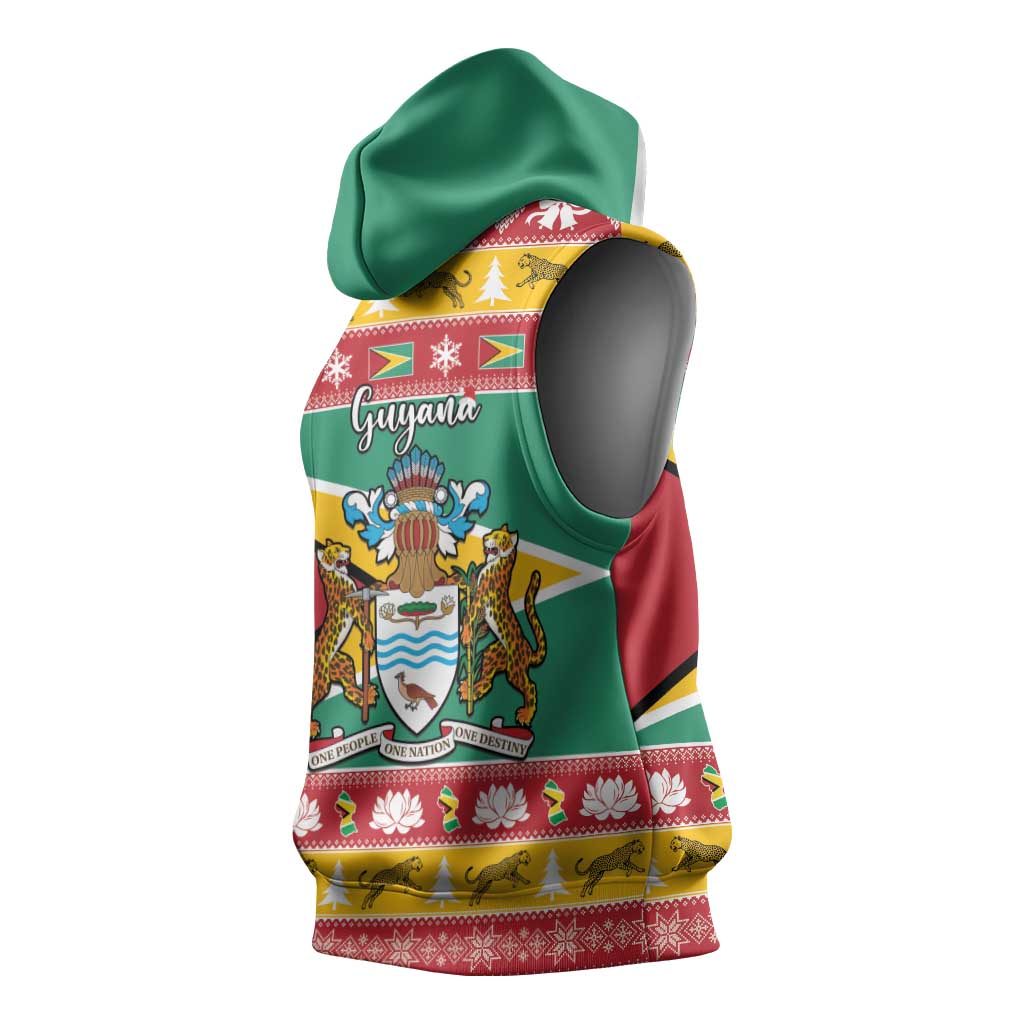 Afro Guyana Christmas Sleeveless Hoodie Mix Coat Of Arms - African Pride