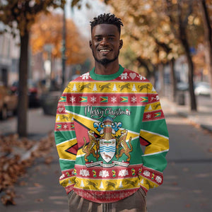 Afro Guyana Christmas Sweatshirt Mix Coat Of Arms