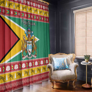 Afro Guyana Christmas Window Curtain Mix Coat Of Arms