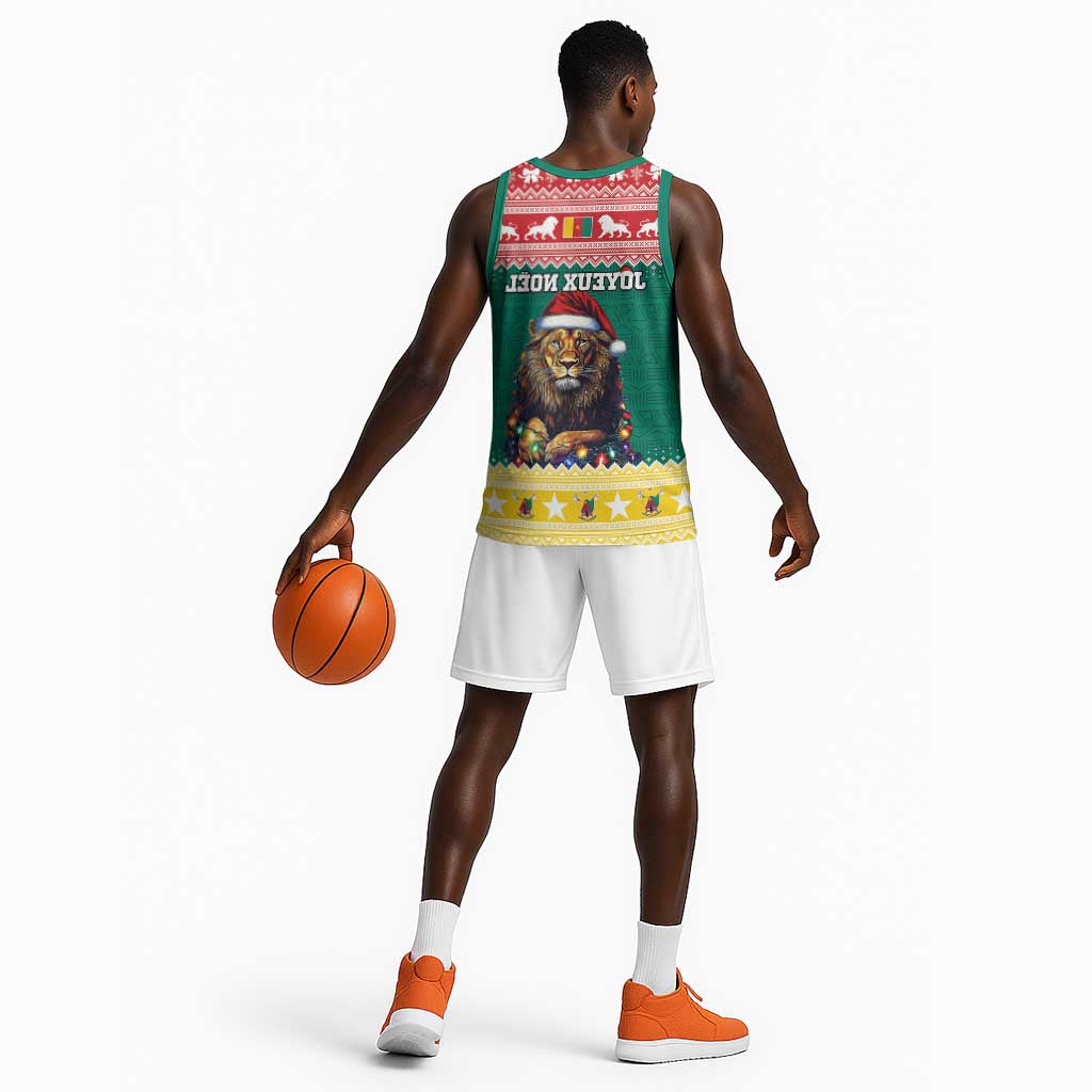 Cameroon Christmas Basketball Jersey Lion African Santa - African Pride