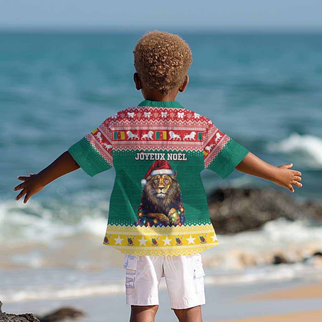 Cameroon Christmas Kid Hawaiian Shirt Lion African Santa