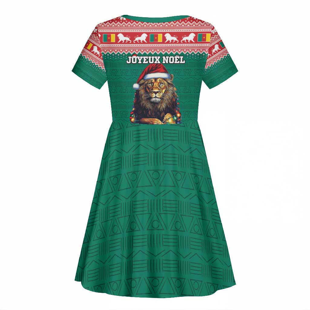 Cameroon Christmas Kid Short Sleeve Dress Lion African Santa