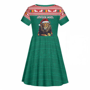 Cameroon Christmas Kid Short Sleeve Dress Lion African Santa