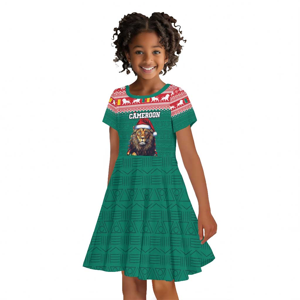 Cameroon Christmas Kid Short Sleeve Dress Lion African Santa