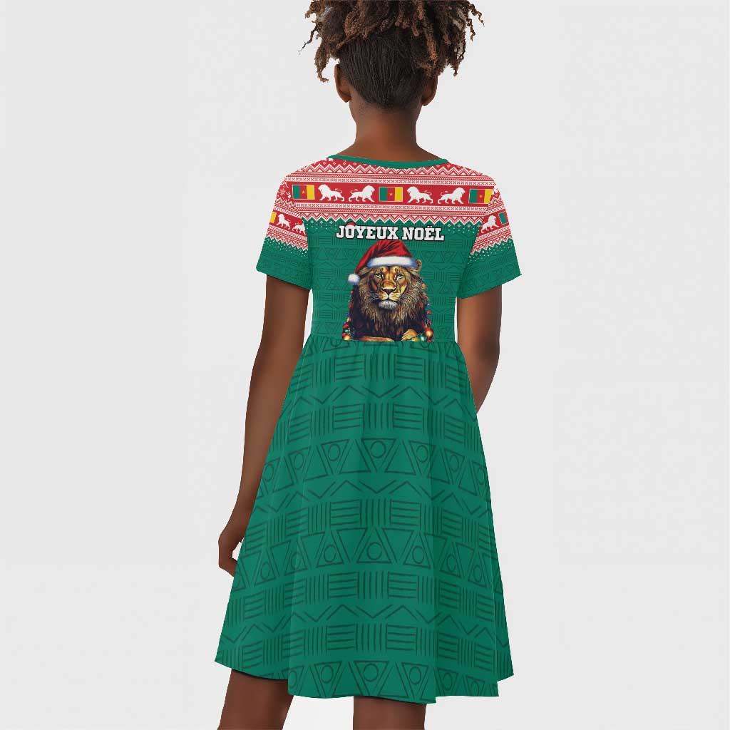 Cameroon Christmas Kid Short Sleeve Dress Lion African Santa