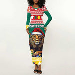 Cameroon Christmas Long Sleeve Bodycon Dress Lion African Santa LT15
