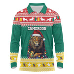 Cameroon Christmas Long Sleeve Polo Shirt Lion African Santa