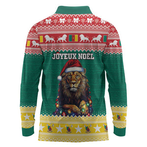 Cameroon Christmas Long Sleeve Polo Shirt Lion African Santa