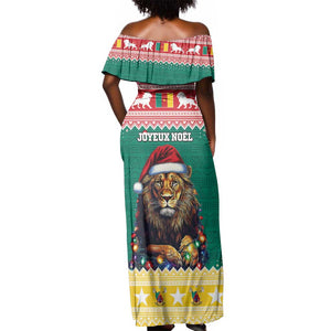 Cameroon Christmas Off Shoulder Maxi Dress Lion African Santa