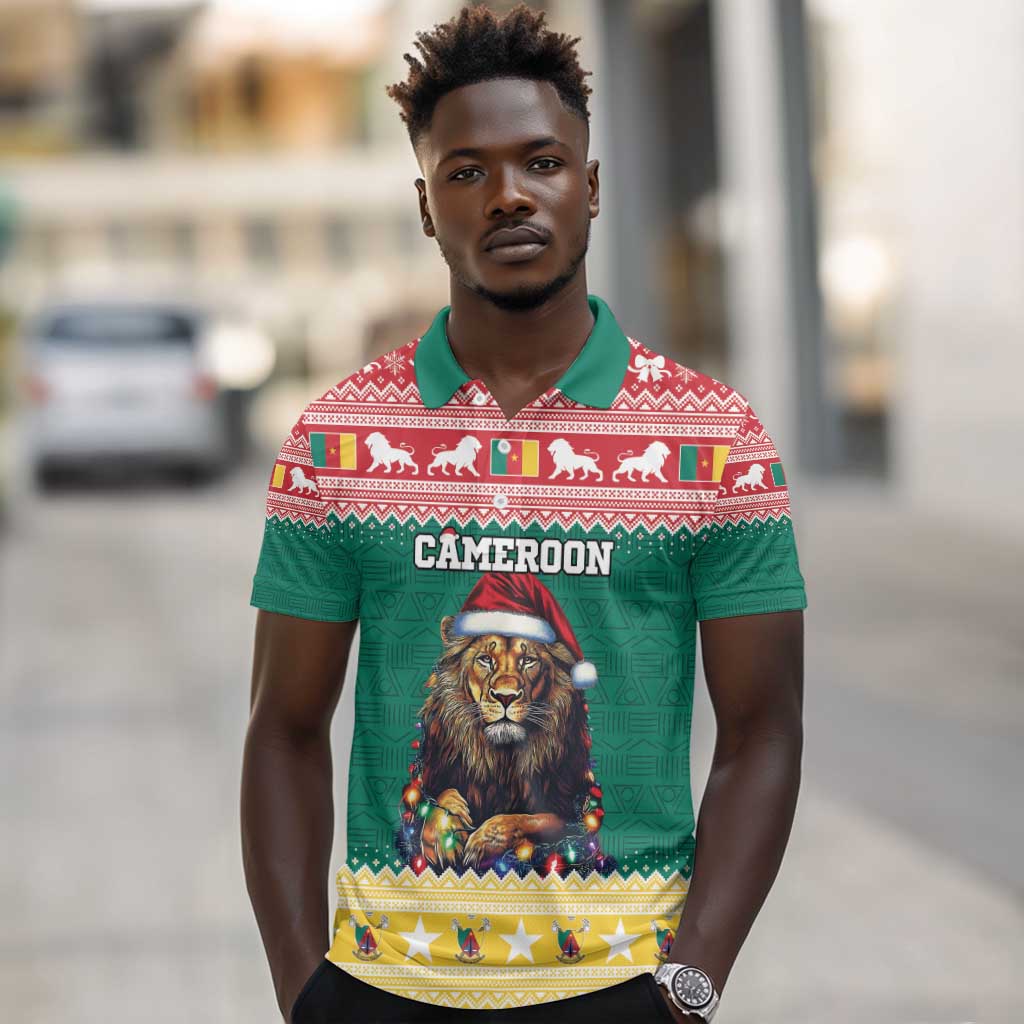 Cameroon Christmas Polo Shirt Lion African Santa
