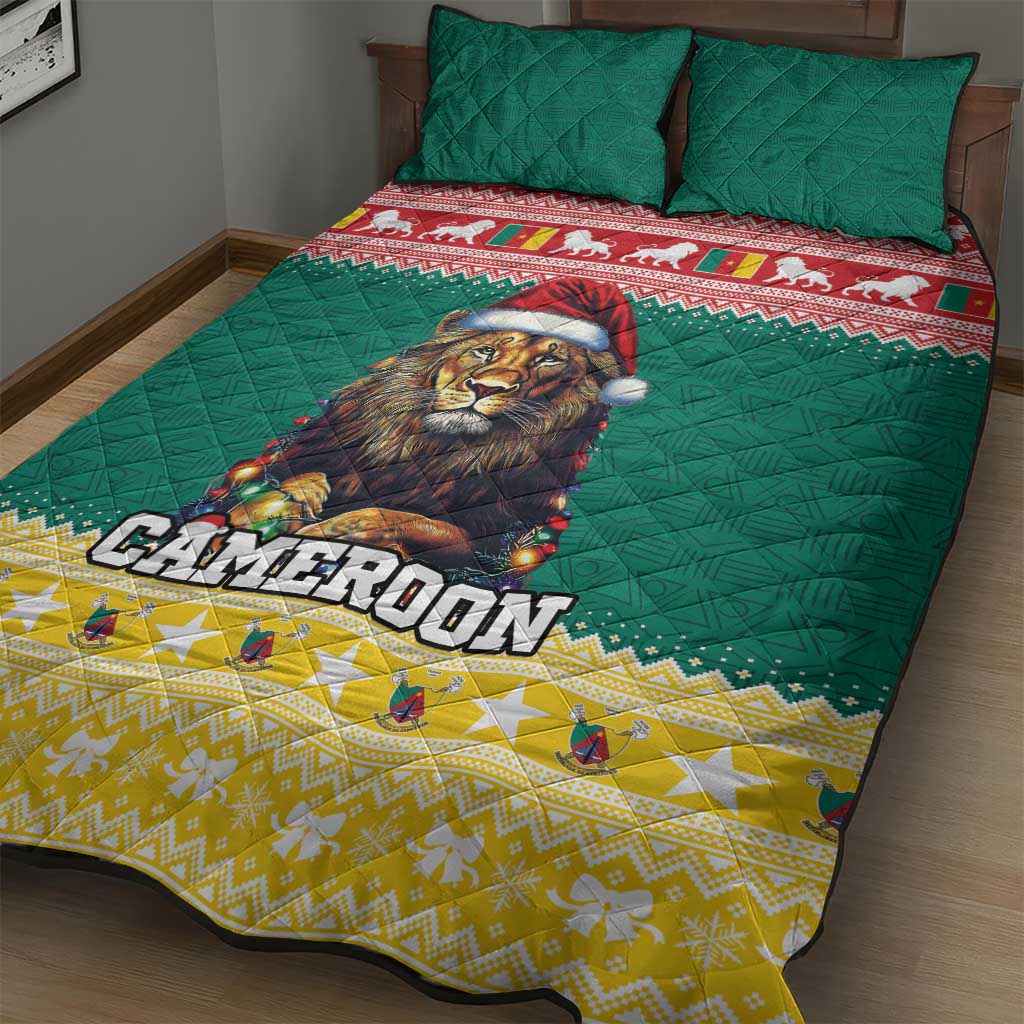 Cameroon Christmas Quilt Bed Set Lion African Santa