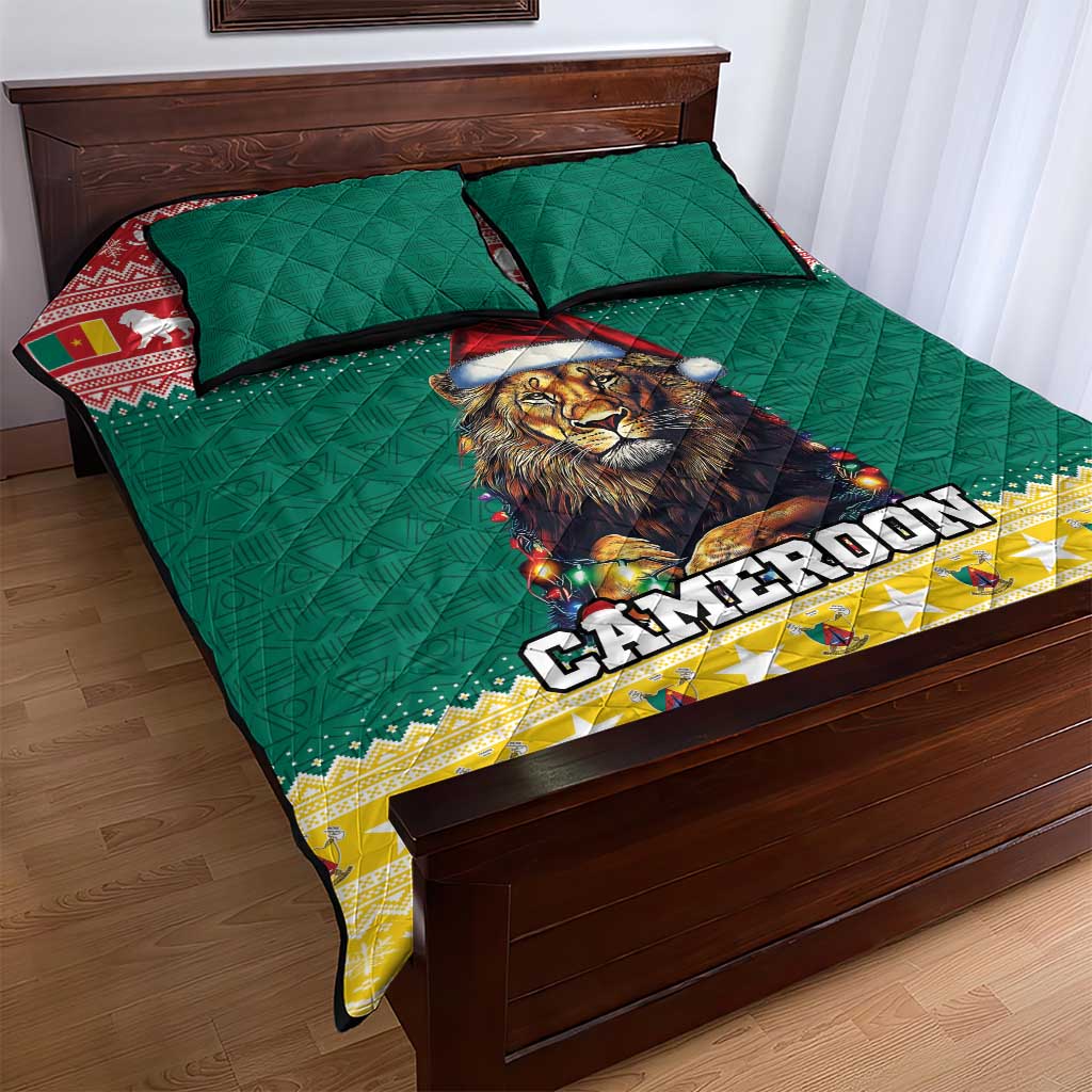 Cameroon Christmas Quilt Bed Set Lion African Santa