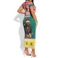 Cameroon Christmas Short Sleeve Bodycon Dress Lion African Santa LT15
