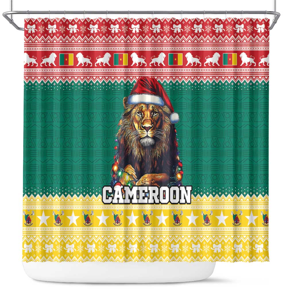 Cameroon Christmas Shower Curtain Lion African Santa