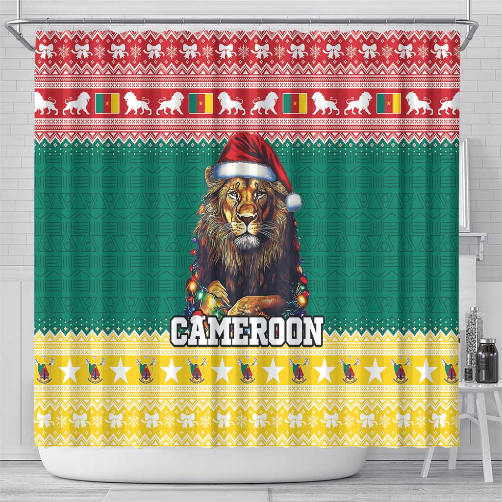 Cameroon Christmas Shower Curtain Lion African Santa