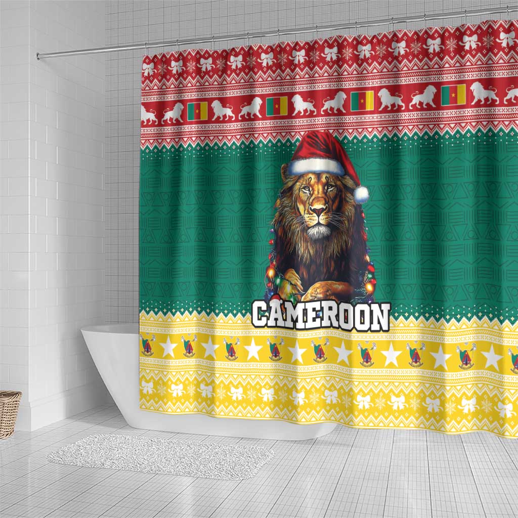 Cameroon Christmas Shower Curtain Lion African Santa