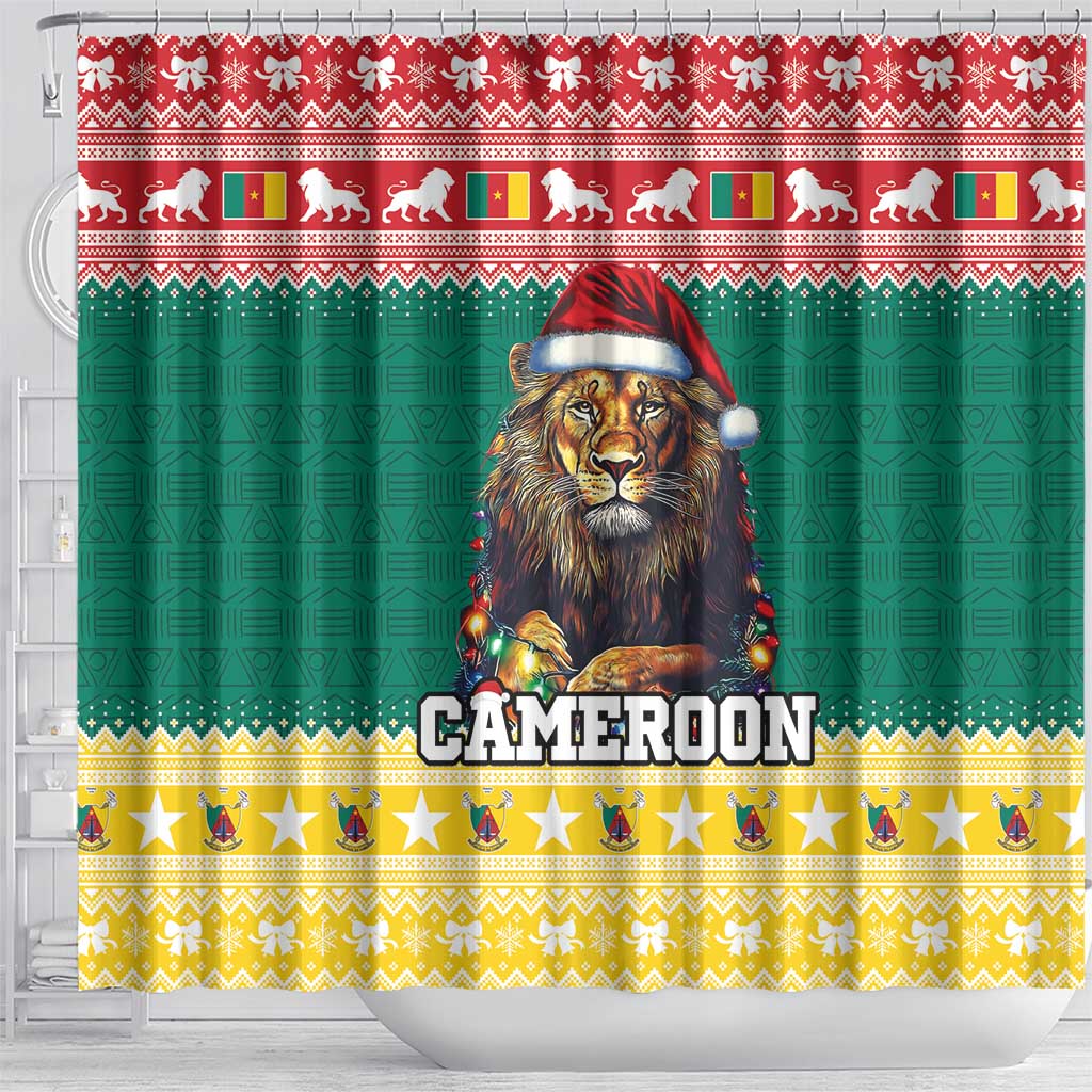 Cameroon Christmas Shower Curtain Lion African Santa