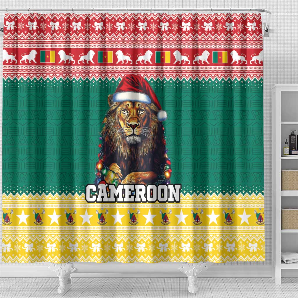 Cameroon Christmas Shower Curtain Lion African Santa