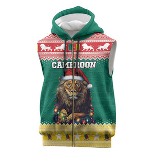 Cameroon Christmas Sleeveless Zip Hoodie Lion African Santa - African Pride