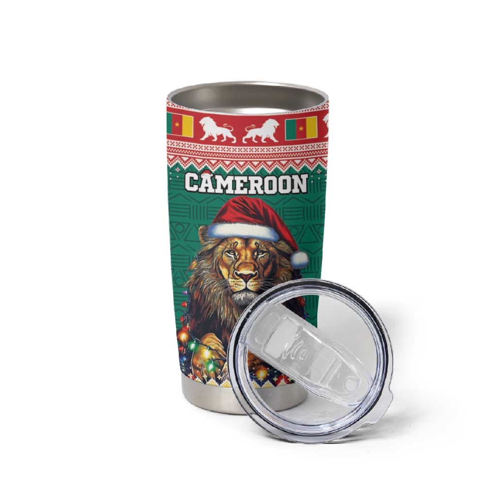 Cameroon Christmas Tumbler Cup Lion African Santa