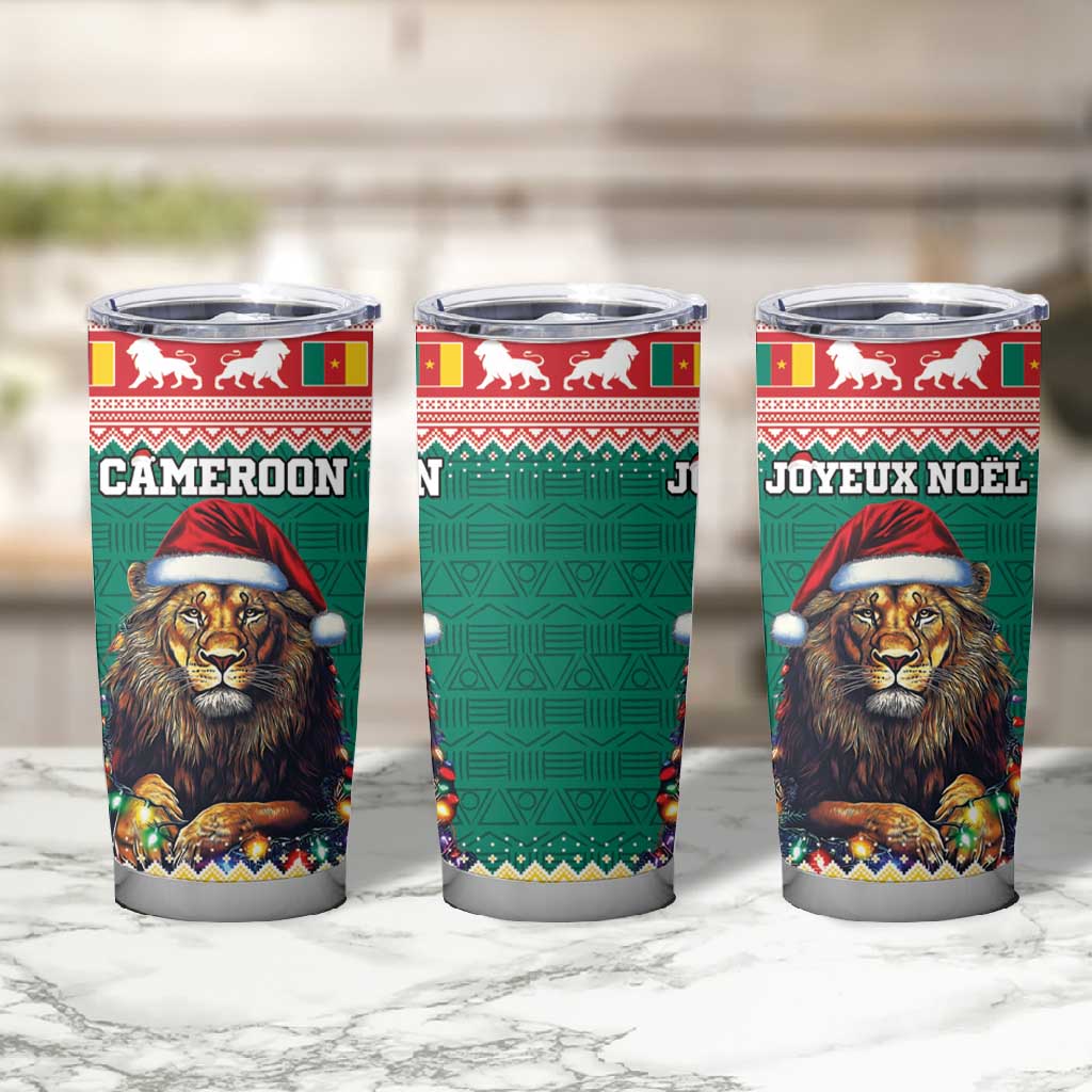 Cameroon Christmas Tumbler Cup Lion African Santa