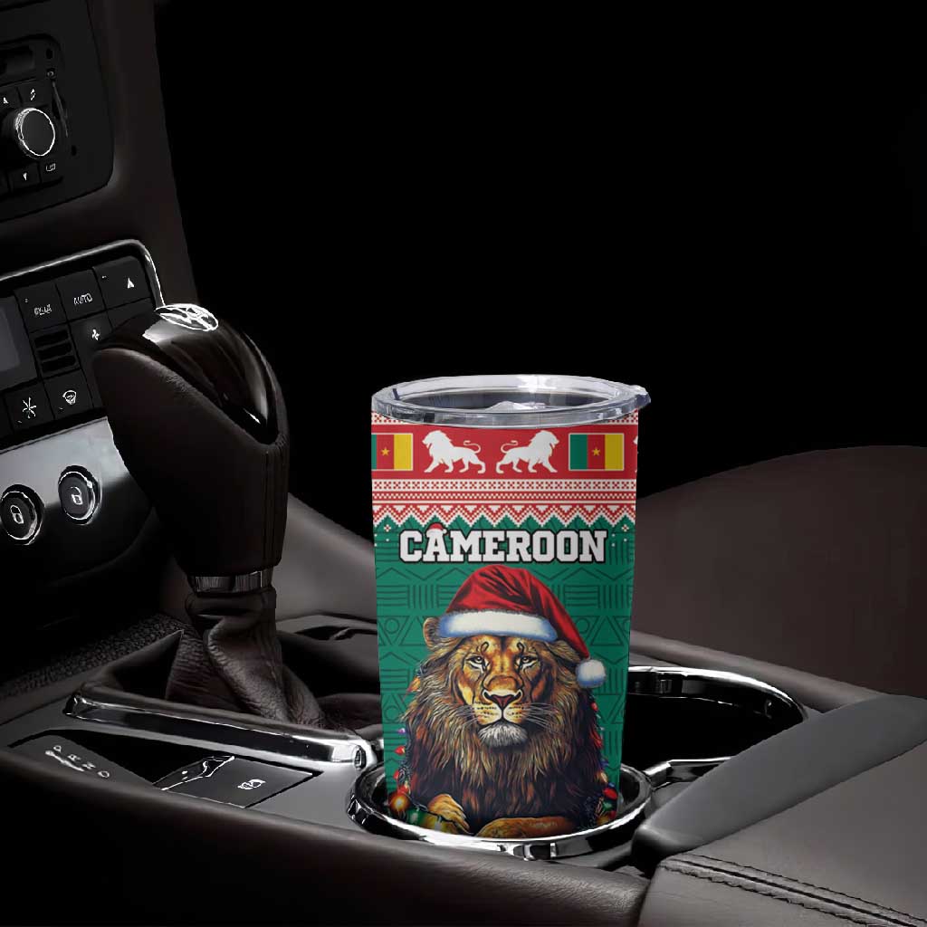 Cameroon Christmas Tumbler Cup Lion African Santa