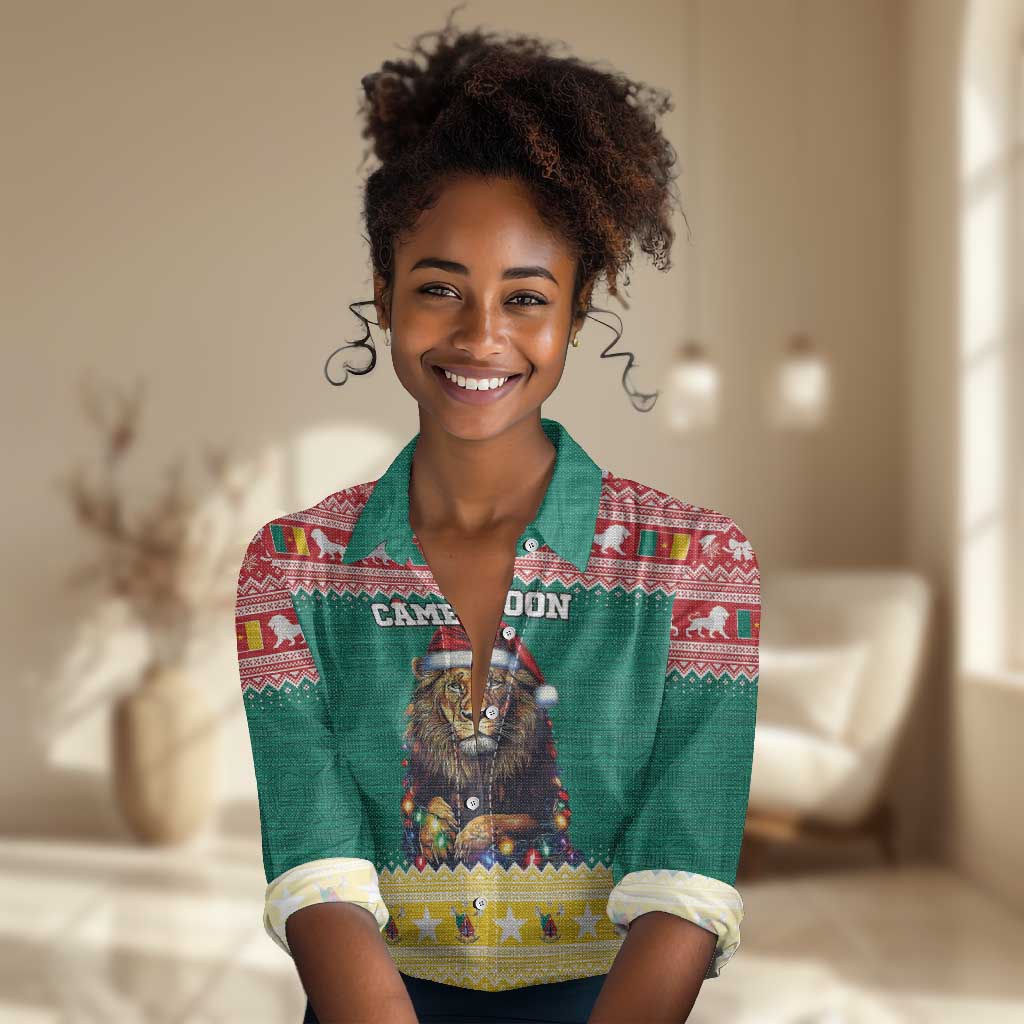 Cameroon Christmas Women Casual Shirt Lion African Santa LT15