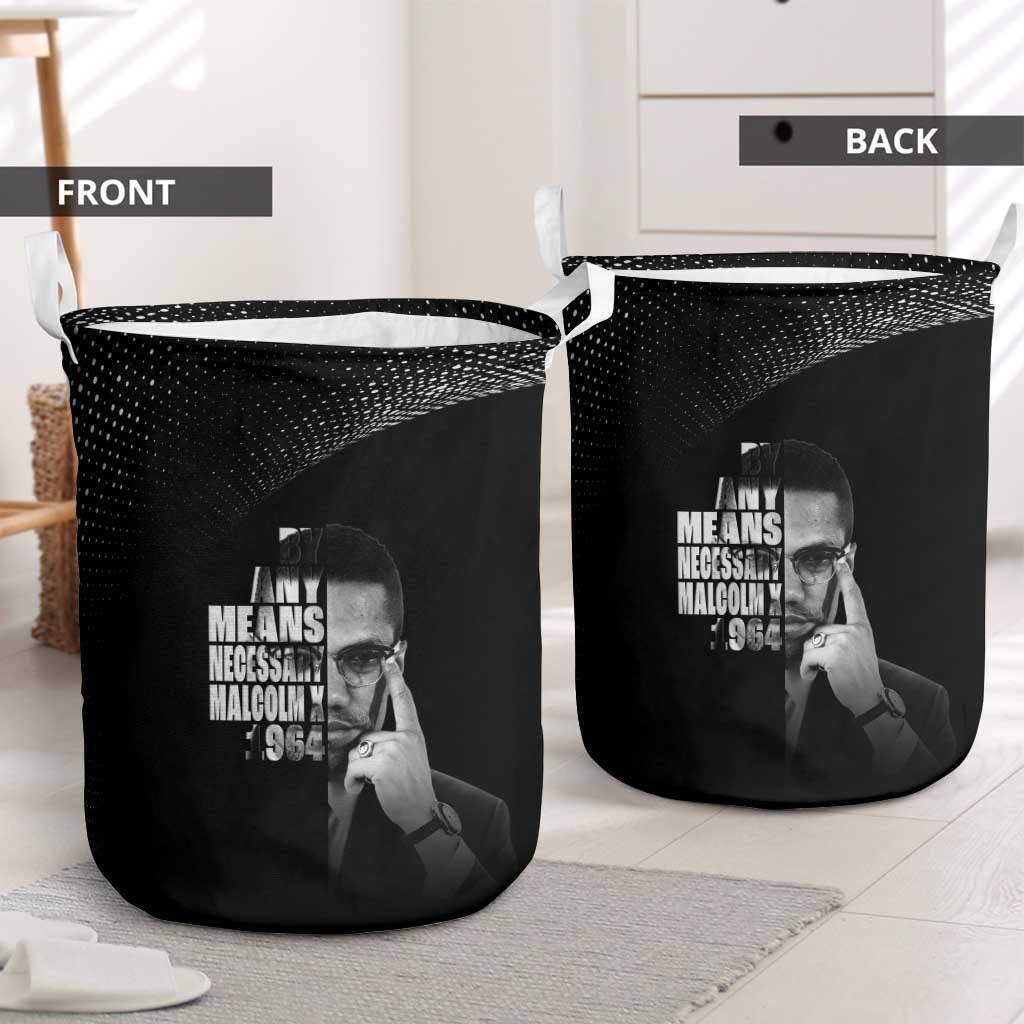 African America Heroes Malcolm X Laundry Basket By Any Means Necessary - African Pride