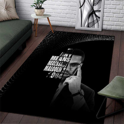 African America Heroes Malcolm X Area Rug By Any Means Necessary - African Pride