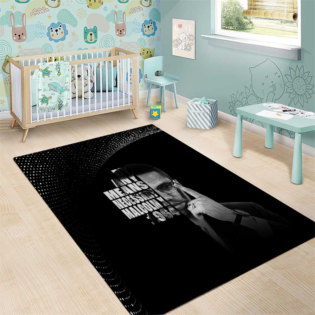 African America Heroes Malcolm X Area Rug By Any Means Necessary - African Pride