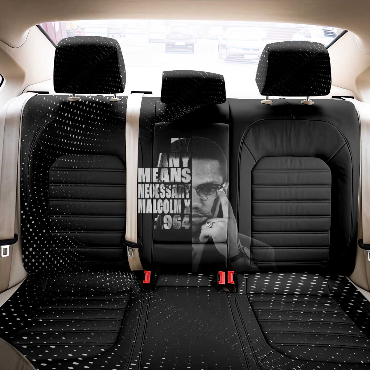 African America Heroes Malcolm X Back Car Seat Cover By Any Means Necessary - African Pride