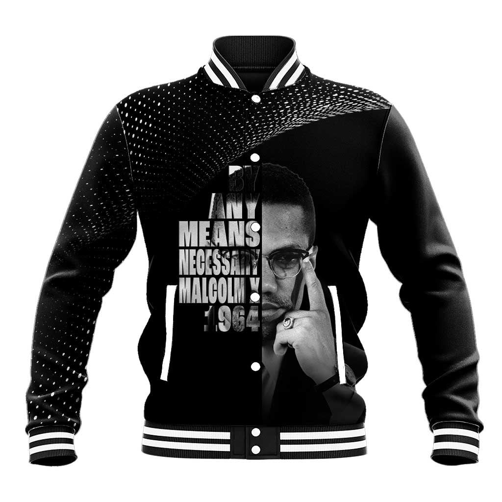 African America Heroes Malcolm X Baseball Jacket By Any Means Necessary - African Pride