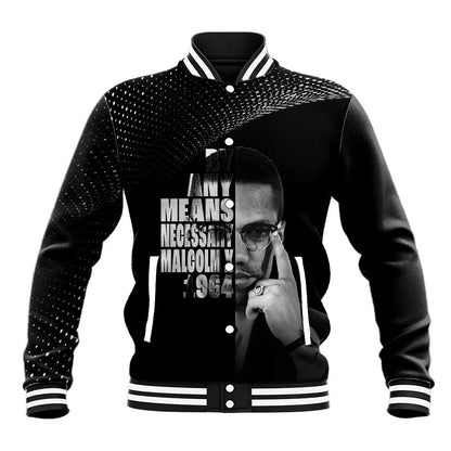 African America Heroes Malcolm X Baseball Jacket By Any Means Necessary - African Pride