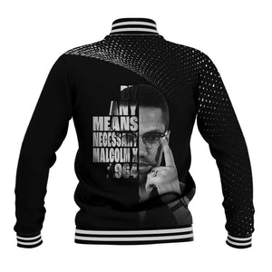 African America Heroes Malcolm X Baseball Jacket By Any Means Necessary - African Pride